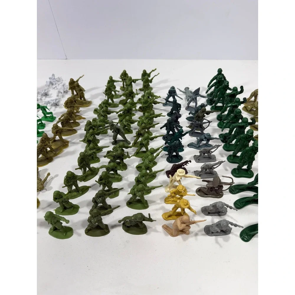 Vintage‎ Plastic Toy Soldiers Cowboys Indians Figures 170 Lot Green Army Mixed